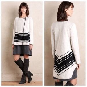 Anthropologie ELEVENSES Asymmetrical long Jacket/Coat SMALL Ardsley striped